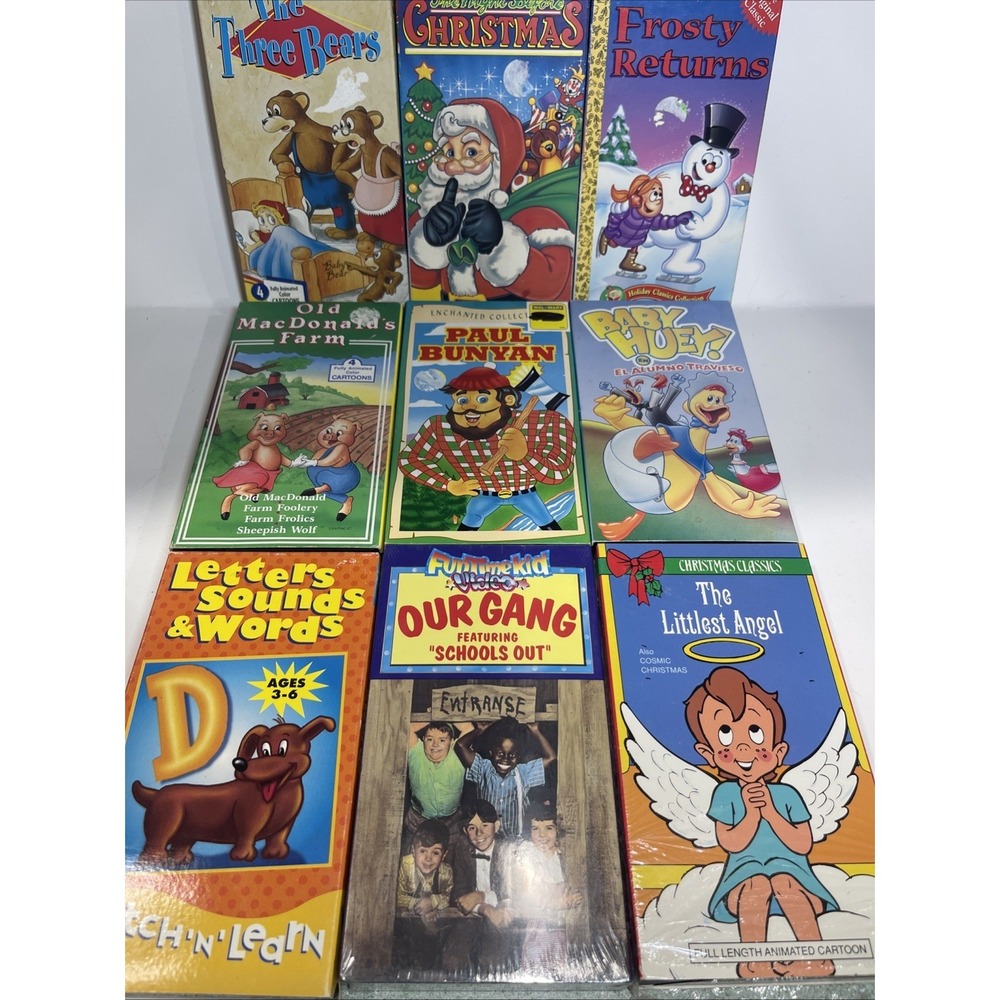 90s Vintage VHS Kids Lot Of 9 Three Bears Frosty Our Gang Paul Bunyan